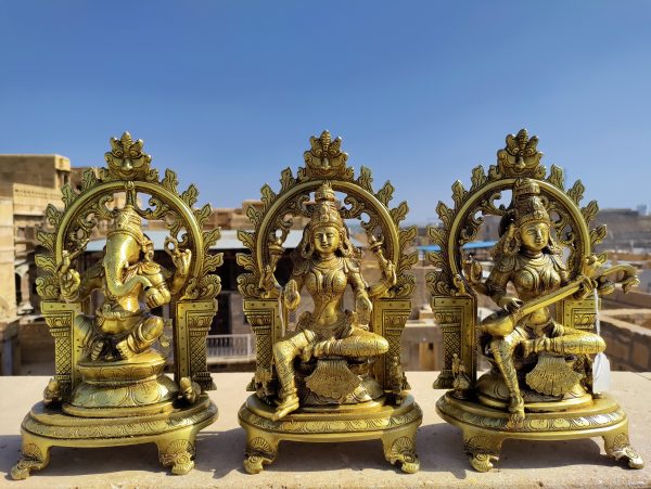 Lord Ganesha and Goddess Laxmi Saraswati Idol Statue Murti Home Decor